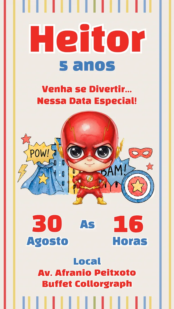 Convite Aniversário Flash Para Editar Online