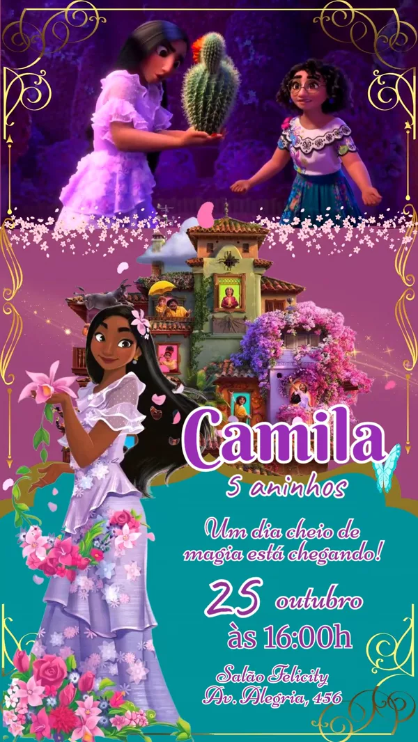 Convite Animado Aniversário Encanto Casita Mirabel Para Editar Online