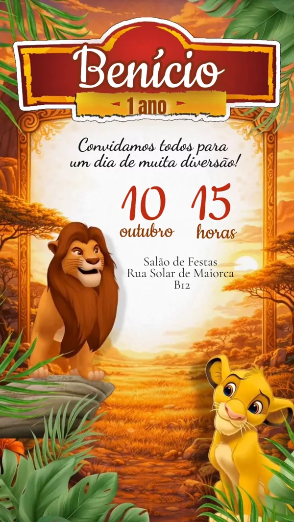 Convite Animado Aniversário Rei Para Editar Online