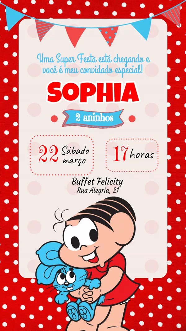 Convite Aniversário Mônica Para Editar Online