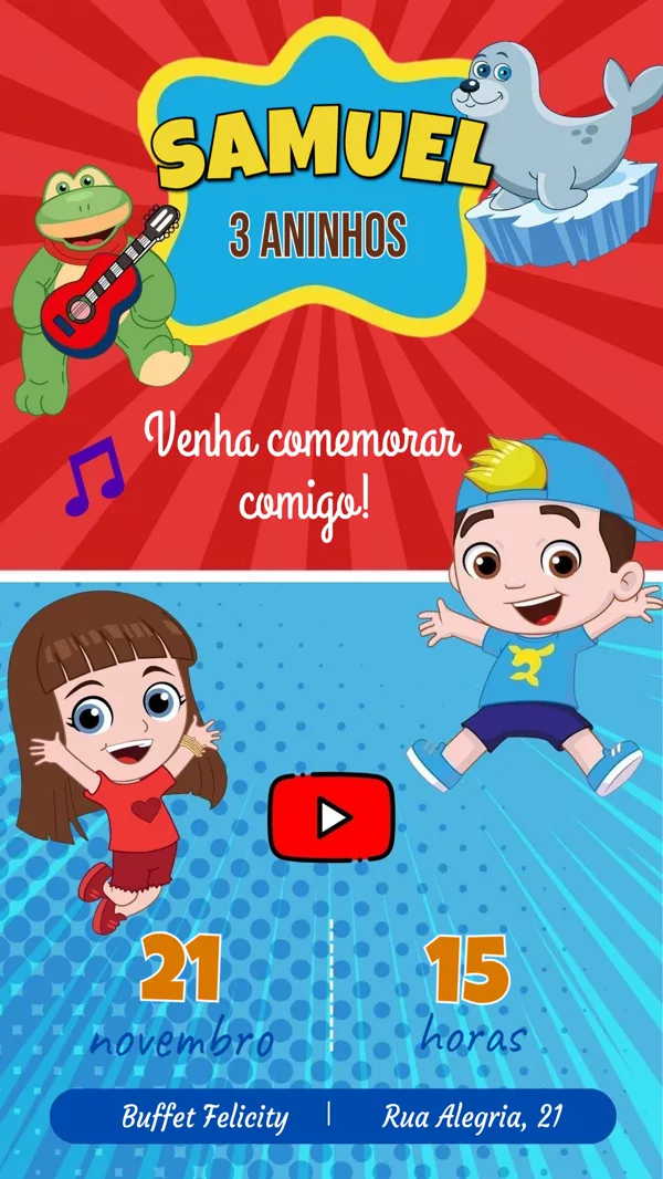 Convite Aniversário Luccas Neto Turma Para Editar Online