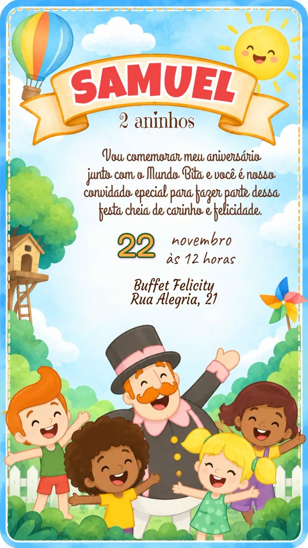 Convite Aniversário Mundo Bita Fazendinha Para Editar Online