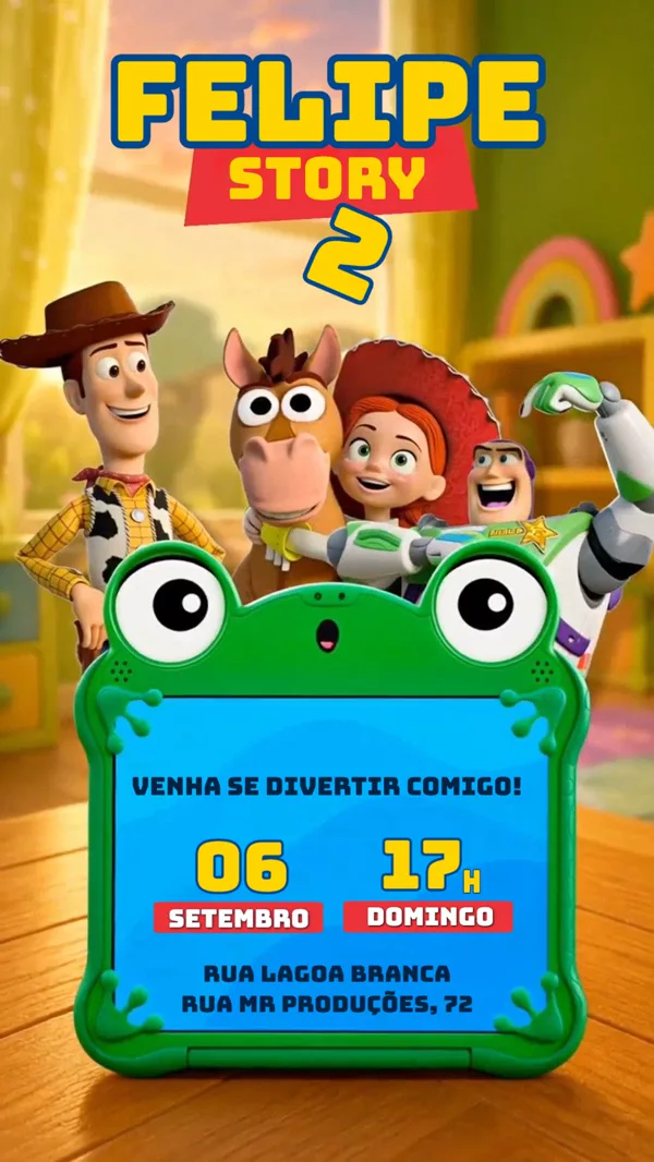 Convite Animado Aniversário Toy Story Woody Buzz Para Editar Online