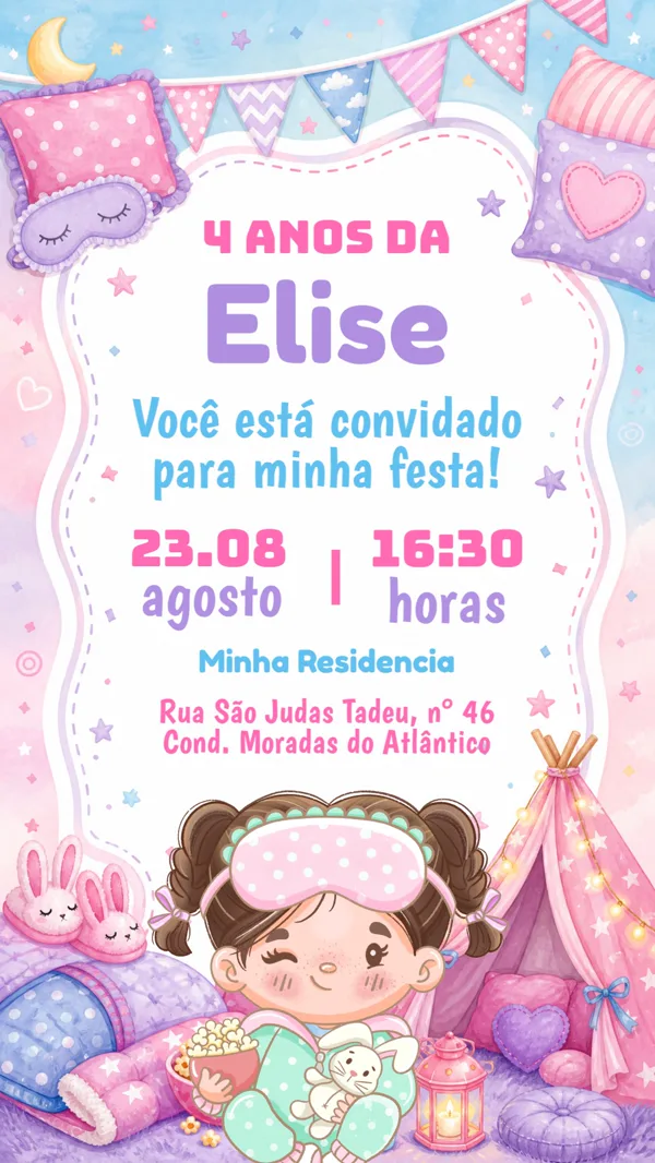 Convite de Festa do Pijama