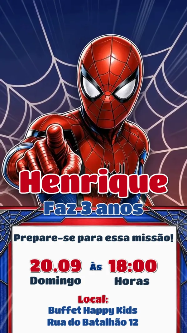 Convite Animado Aniversário Homem Aranha Vermelho Para Editar Online