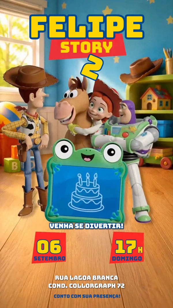 Convite Animado Aniversário Toy Story Turma Para Editar Online