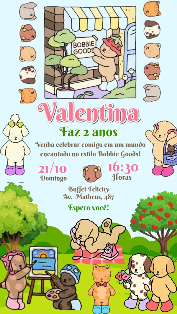 Convite Aniversário Bobbie Goods Para Editar Online