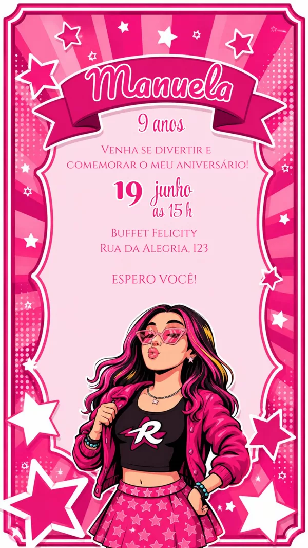 Convite Aniversário Emilly Vick Para Editar Online