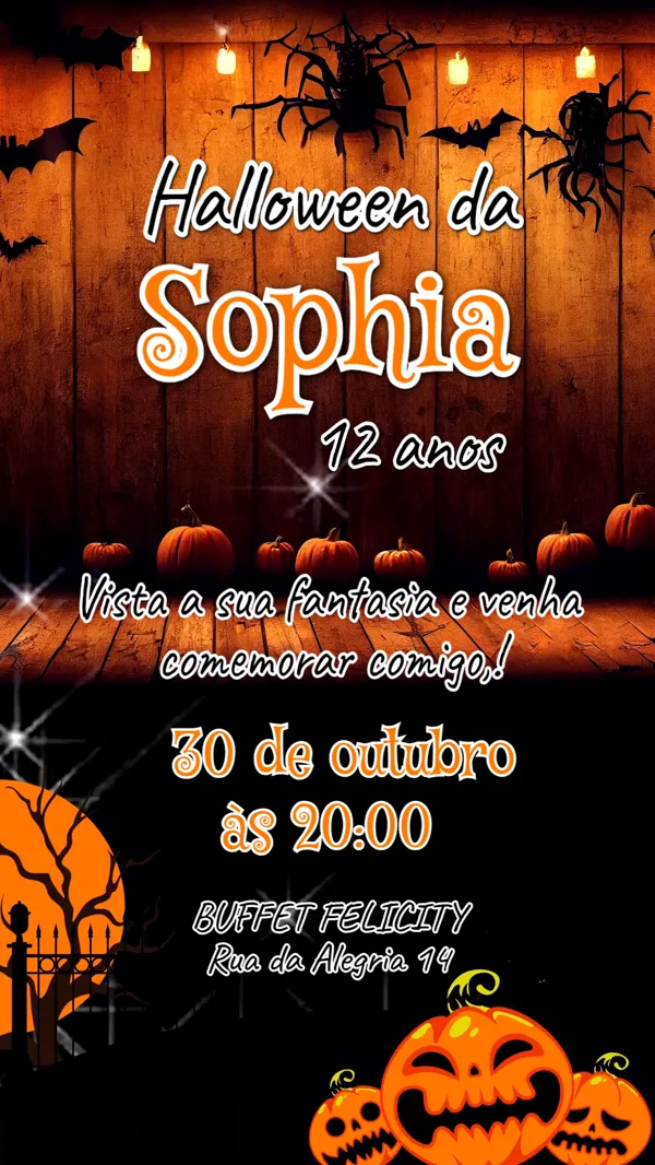Convite Aniversário Halloween Para Editar Online