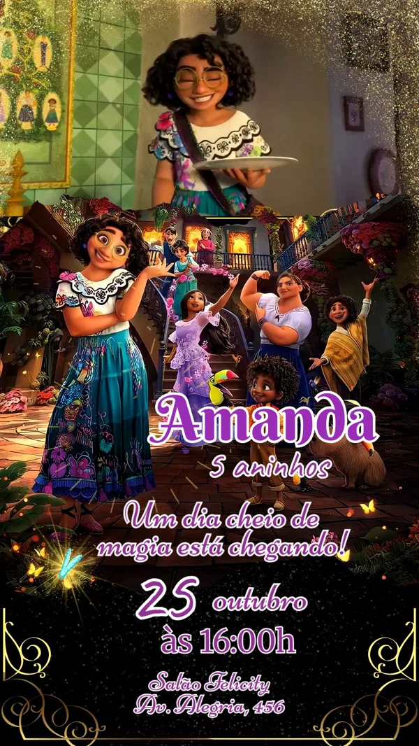 Convite Animado Aniversário Encanto Mirabel Casita Para Editar Online