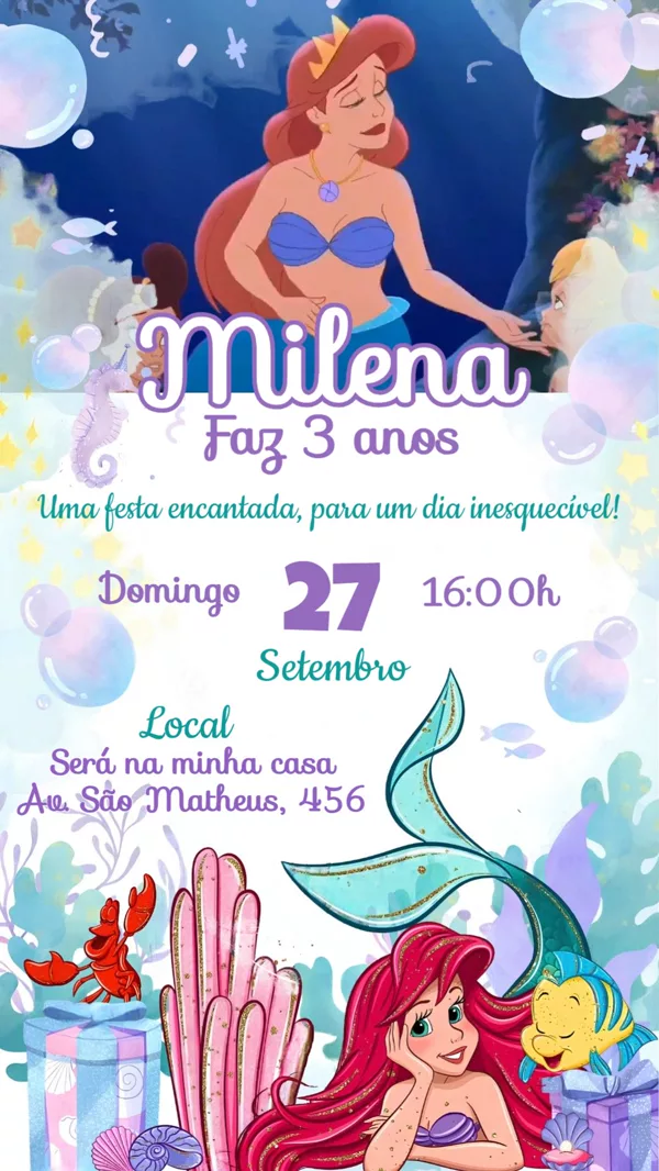 Convite de Pequena Sereia
