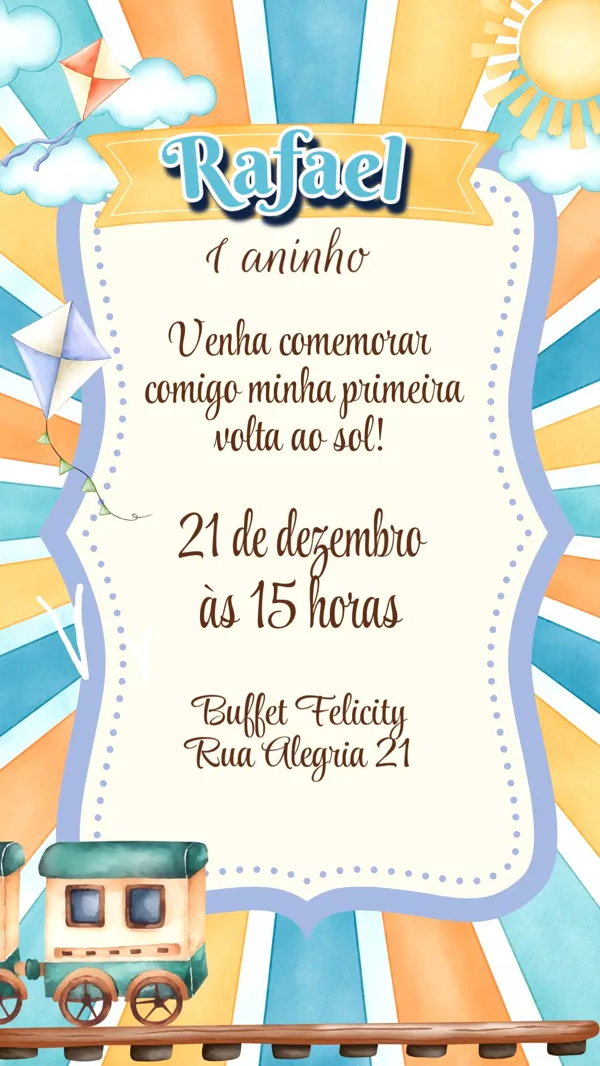 Convite Animado Aniversário 365 Dias Infantil Para Editar Online
