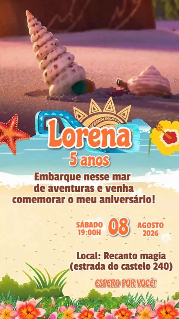 Convite Animado Aniversário Moana Baby Infantil Para Editar Online