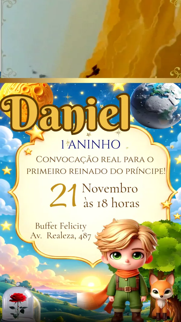 Convite Animado Aniversário Pequeno Príncipe Para Editar Online