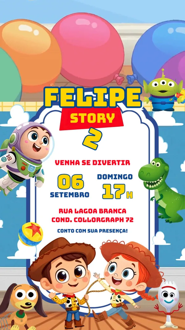 Convite Animado Toy Story Baby Para Aniversário