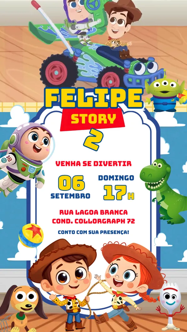 Convite Animado Toy Story Baby Para Aniversário