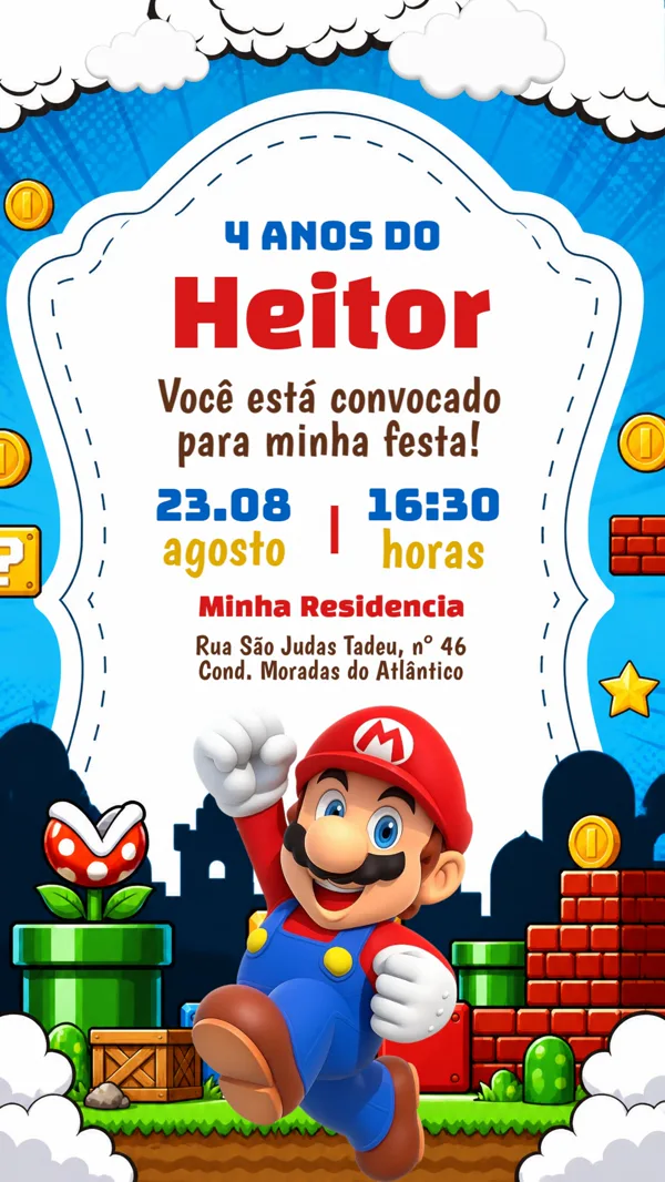 Convite de Super Mario
