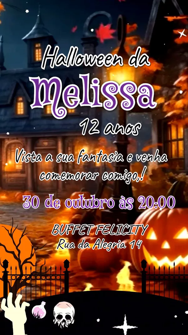Convite Aniversário Halloween Para Editar Online