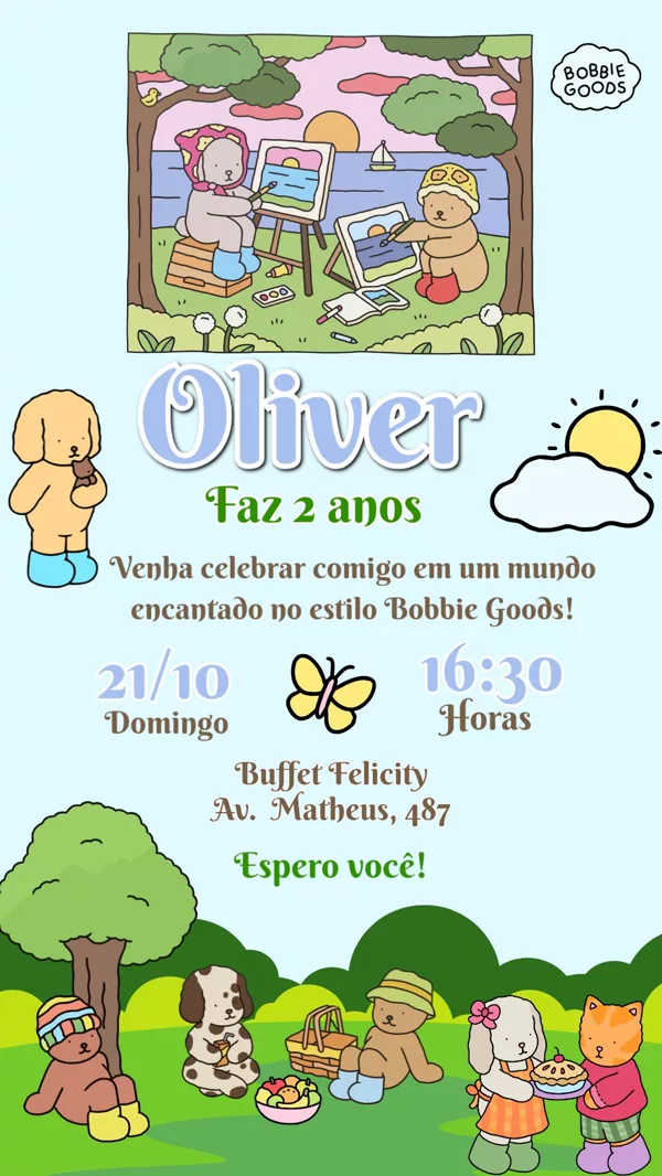 Convite Aniversário Bobbie Goods Infantil Para Editar Online