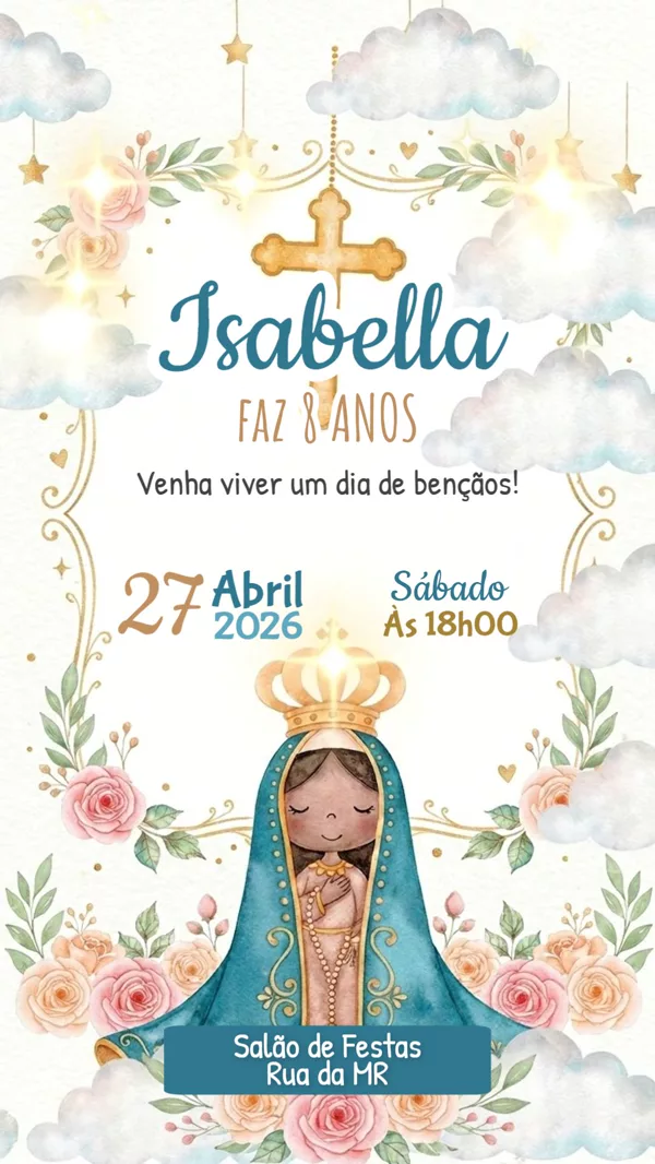 Convite Animado Aniversário Nossa Senhora Para Editar Online