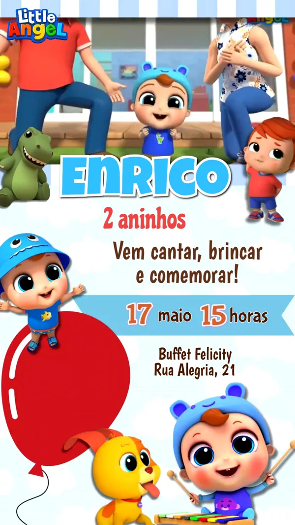 Convite Aniversário Little Angel Bebê Para Editar Online