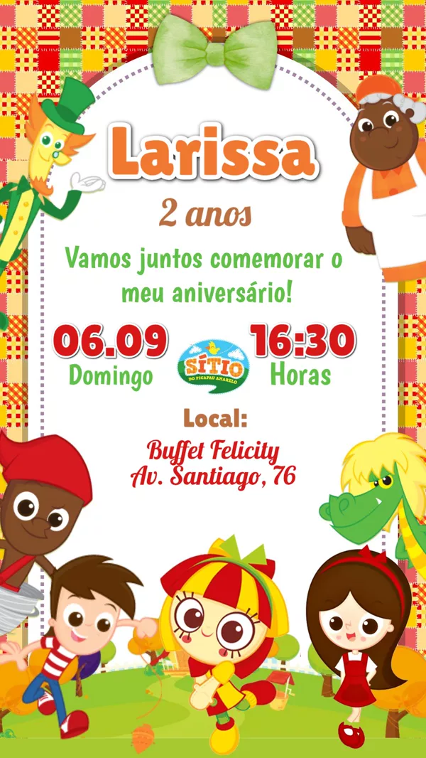 Convite Aniversário Sítio do Pica-Pau Para Editar Online