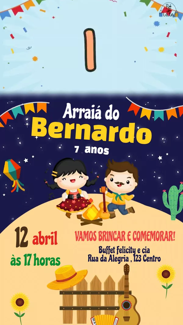 Convite Animado Aniversário Festa Junina Casal Para Editar Online