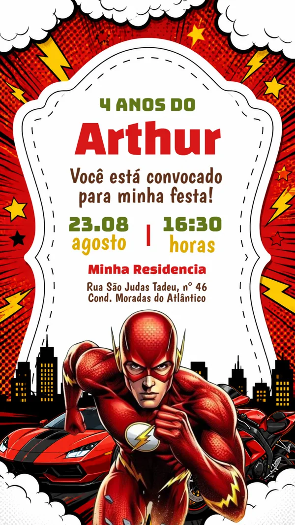 Convite Aniversário Flash Para Editar Online