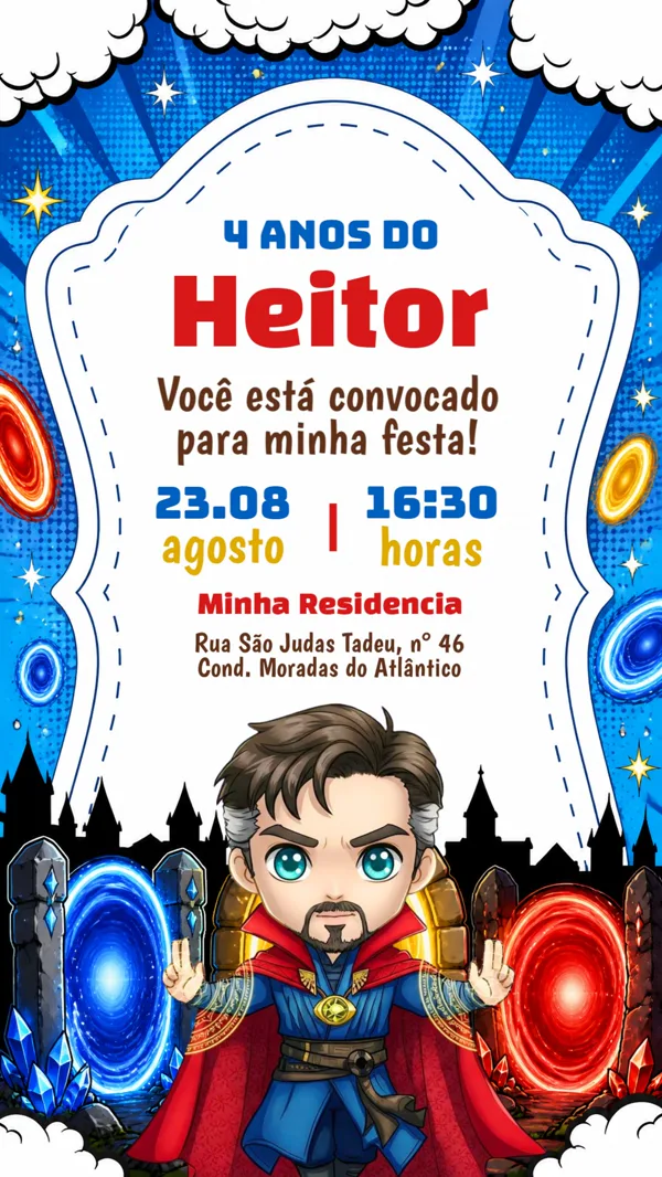 Convite Aniversário Doutor Estranho Para Editar Online