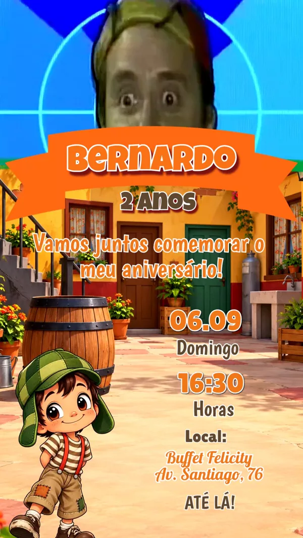 Convite Animado Aniversário Chaves Para Editar Online