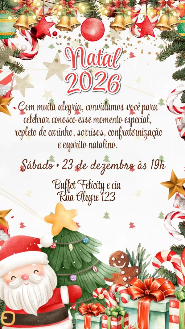Convite Animado Aniversário Natal Noel Para Editar Online