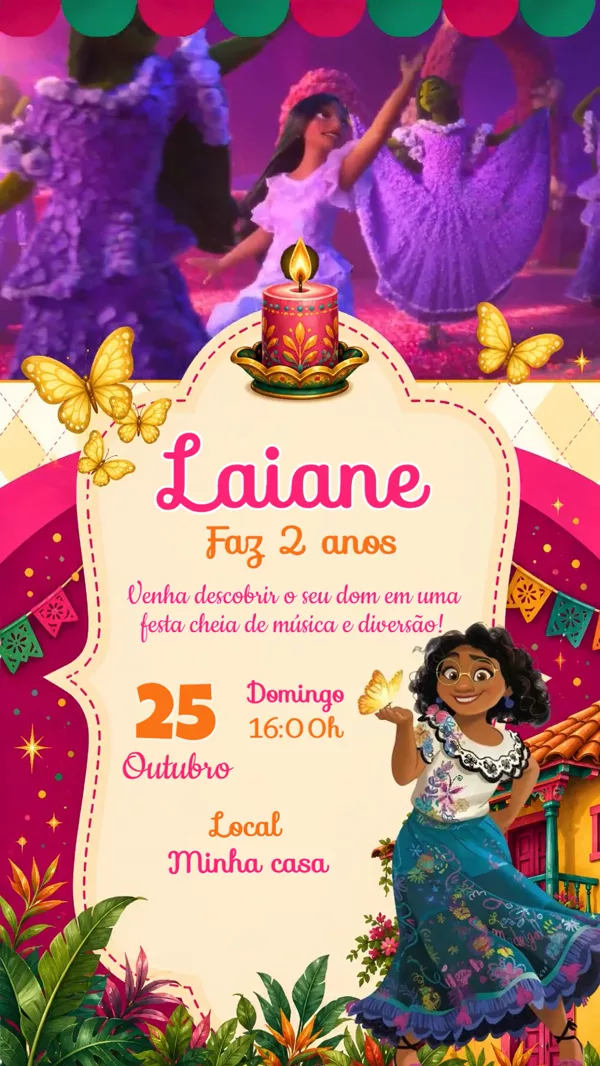 Convite Animado Aniversário Encanto Para Editar Online