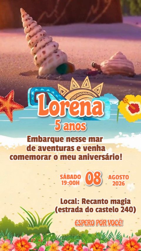 Convite Animado Aniversário Moana Baby Infantil Para Editar Online